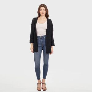 Autumn Cashmere Cotton Navy Open Pointelle Cardigan size small